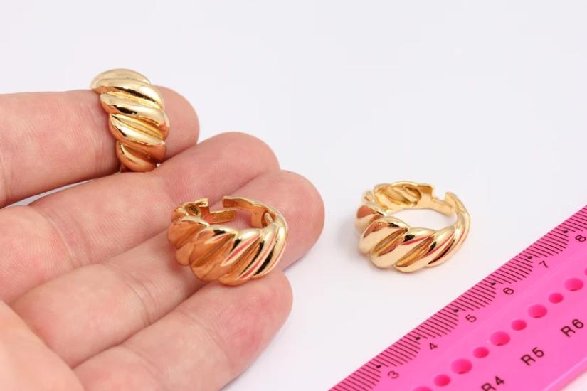 24 Ayar Altın Kaplama  Kalın Örgü Geniş  Yüzük