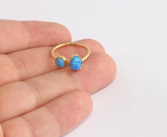 24 Ayar Altın Kaplama  Gök Mavisi  Yüzük