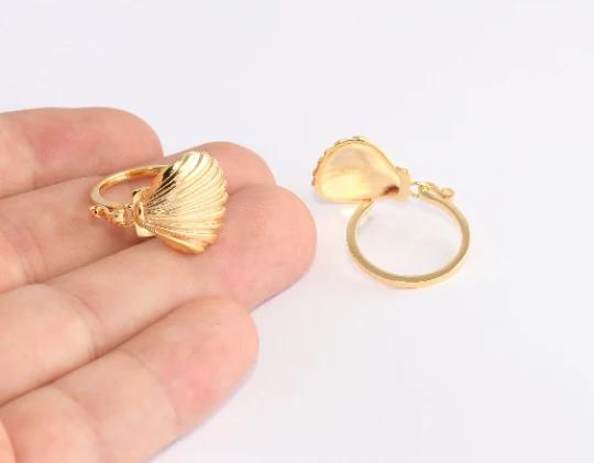 24 Ayar Altın Kaplama Açılır Deniz Kabuğu  Yüzük