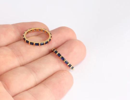 24 Ayar Altın Kaplama Baget Siyah Taşlı  Yüzük