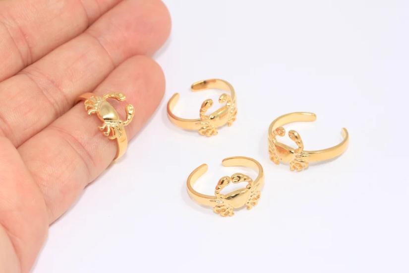 24 Ayar Altın Kaplama  Yengeç  Yüzük