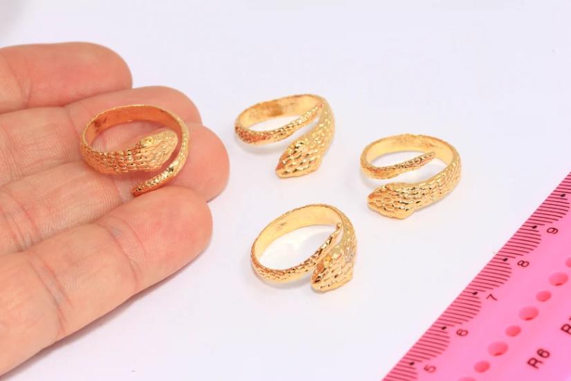 24 Ayar Altın Kaplama Sarmal Yılan  Yüzük