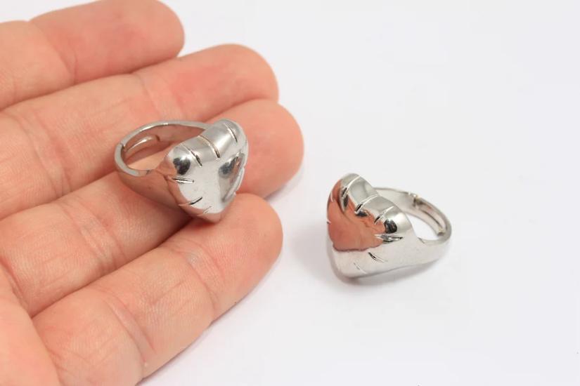 Rodyum Kaplama Balon Kalp Yüzük