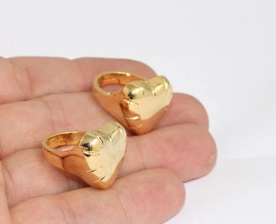 24 Ayar Altın Kaplama  Balon Kalp Yüzük