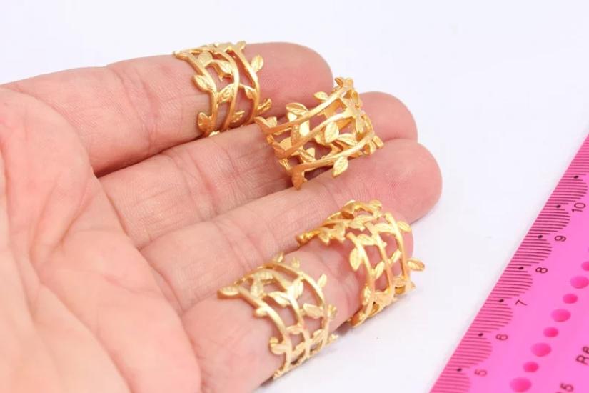 24 Ayar Altın Kaplama Mat Yaprak Sarmaşık  Yüzük