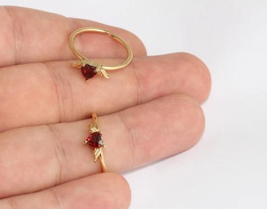 24 Ayar Altın Kaplama Kırmızı Taşlı Melek Kanat  Yüzük