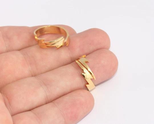 24 Ayar Altın Kaplama Yıldırım Şimşek  Yüzük