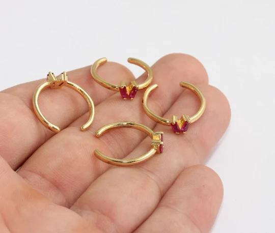 24 Ayar Altın Kaplama Mor Baget Taşlı  Yüzük