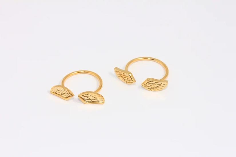 24 Ayar Altın Kaplama Melek Kanatlı  Yüzük