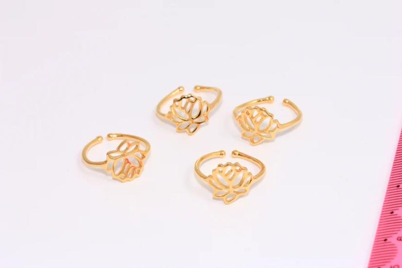 24 Ayar Altın Kaplama Lotus Çiçeği  Yüzük