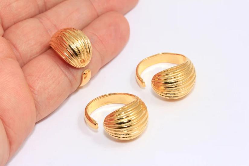 24 Ayar Altın Kaplama Deniz Kabuğu  Yüzük