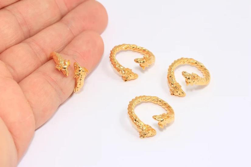 24 Ayar Altın Kaplama Sarmal Ejderha  Yüzük