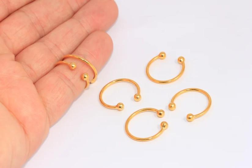 24 Ayar Altın Kaplama Tel Top Açık Minimalist  Yüzük