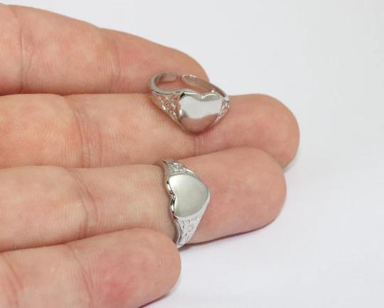 Rodyum Kaplama Gümüş İsimlikli Kalp  Yüzük