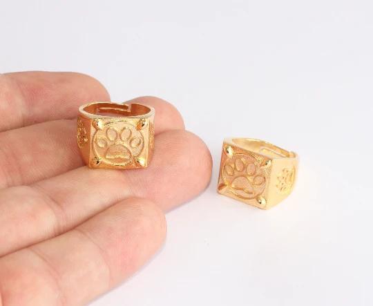 24 Ayar Altın Kaplama  Patili Kare  Yüzük