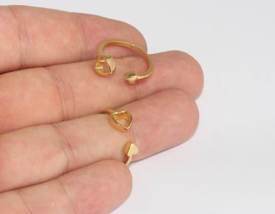 24 Ayar Altın Kaplama Altın Kalp Yüzük