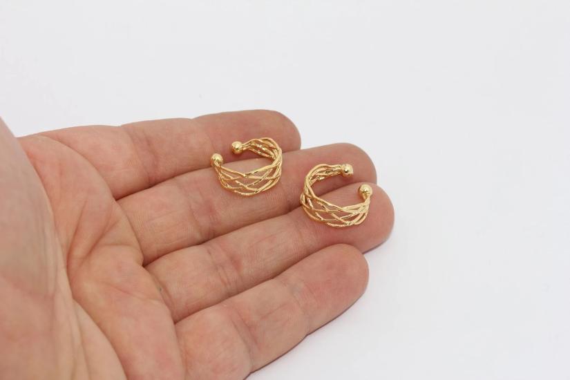 24 Ayar Altın Kaplama  Sepet Örgü  Yüzük