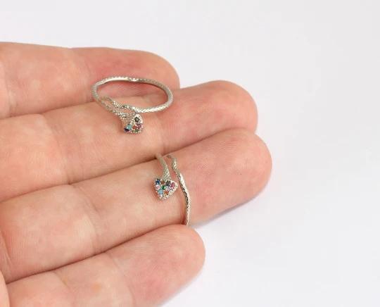 Rodyum Kaplama Gümüş Renkli Zirkon Taşlı Yılan Yüzük