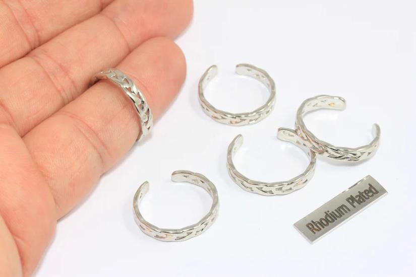 Rodyum Kaplama Gümüş Örgü Açık Yüzük