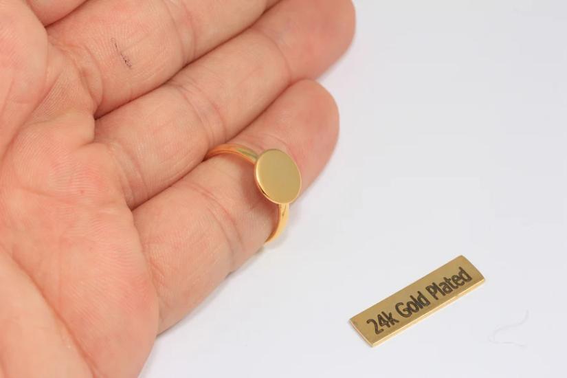 24 Ayar Altın Kaplama Madalyon Yüzük