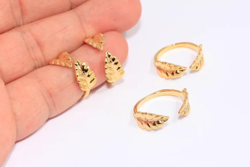 24 Ayar Altın Kaplama Yaprak Sarmal Yüzük