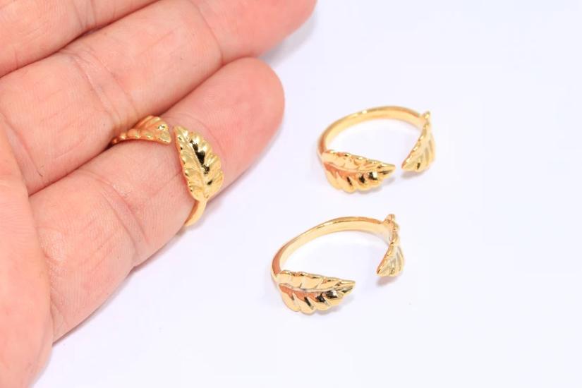 24 Ayar Altın Kaplama Yaprak Sarmal Yüzük