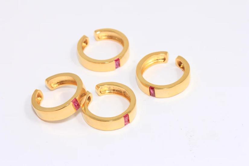 24 Ayar Altın Kaplama Yakut  Baget Taşlı Bant Yüzük