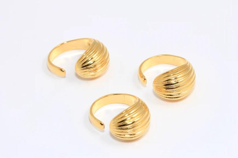 24 Ayar Altın Kaplama Deniz Kabuğu Açık Yüzük