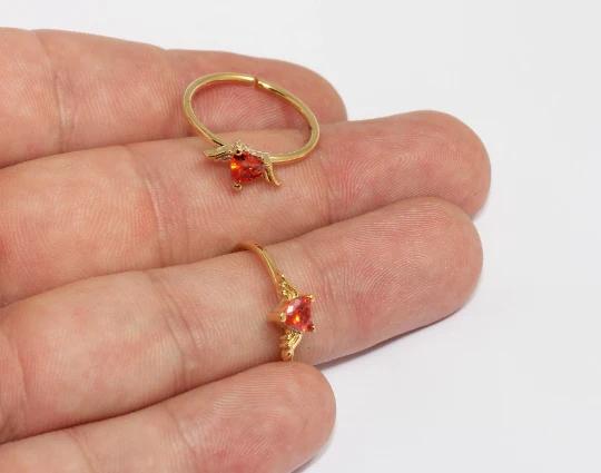 24 Ayar Altın Kaplama Turuncu Taşlı Melek Kanadı Yüzük