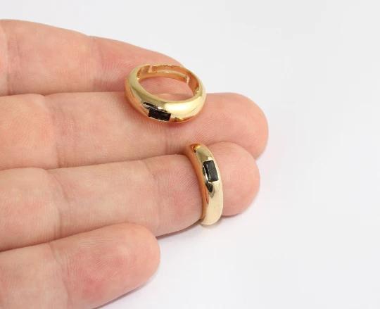 24 Ayar Altın Kaplama Siyah Baget Taşlı Yüzük