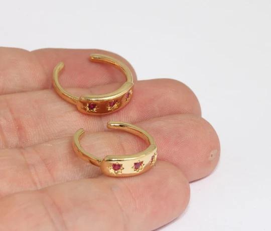 24 Ayar Altın Kaplama Yakut Taşlı Yıldız Açık Yüzük