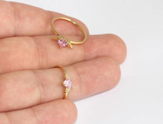 24 Ayar Altın Kaplama Beyaz  Taşlı Melek Kanadı Yüzük