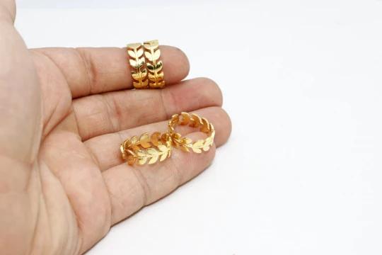 24 Ayar Altın Kaplama  Yaprak Yüzük