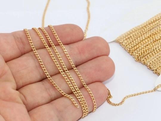 24 Ayar Altın Kaplama 2mm Lehimli İnce Zincir