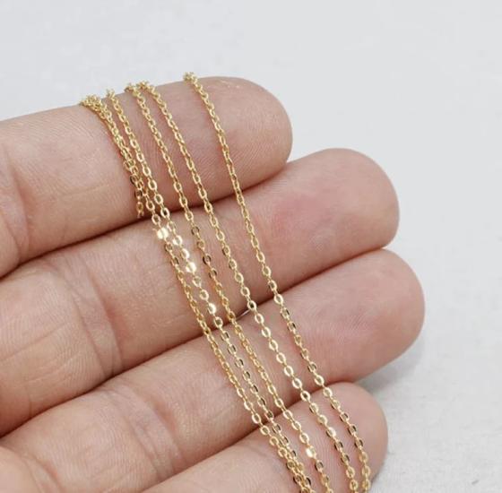 24 Ayar Altın Kaplama 1,3mm Küçük Halkalı Zincir