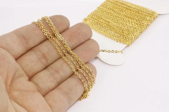 24 Ayar Altın Kaplama 3mm İnce Halka Zincir