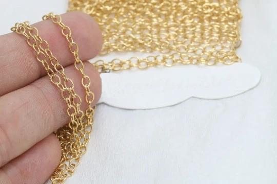 24 Ayar Altın Kaplama 4mm Halka  İnce Zincir
