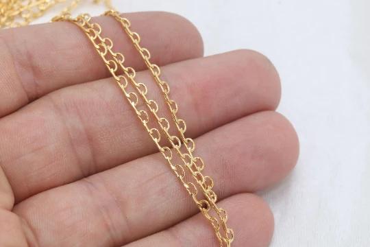 24 Ayar Altın Kaplama 3mm Köşeli Halka Zincir