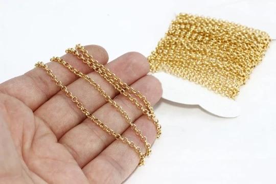 24 Ayar Altın Kaplama 3mm Lehimli Rolo Doç Zincir