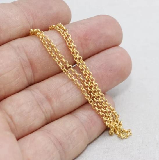 24 Ayar Altın Kaplama Mat 2mm Rolo Doç Zincir