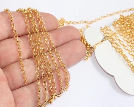 24 Ayar Altın Kaplama 4mm Küçük Halkalı İnce Zincir