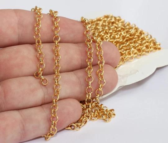 24 Ayar Altın Kaplama 4,5mm Halka Rolo Doç Zincir