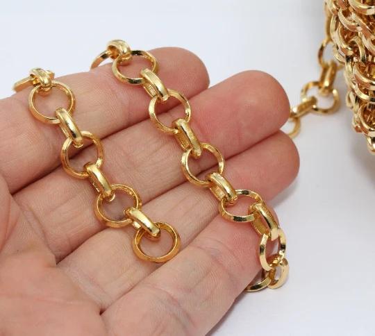 24k Altın Kaplama 11mm El Yapımı Rolo Doç Zincir