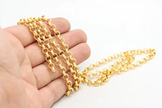 Altın Kaplama  5,5mm Mat Kalın Rolo Doç Zincir