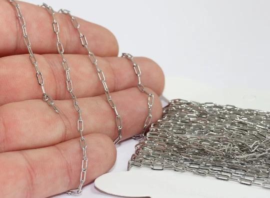 Rodyum Kaplama 5,2mm  Lehimli Dikdörtgen Ataç Zincir