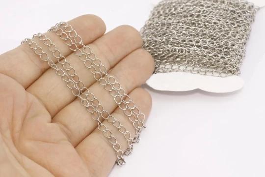 Rodyum Kaplama 5mm Geniş Halka Zincir