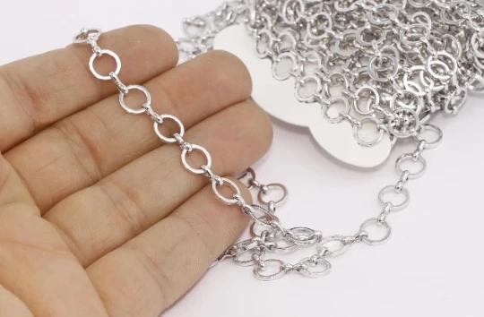 Gümüş Rodyum Kaplama Ara Bağlantılı Zincir
