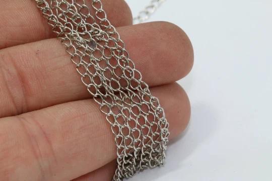 Rodyum Kaplama 4mm Bordür Zincir