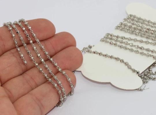 Rodyum Kaplama 2,5mm Halka Bağlantılı Top Zincir