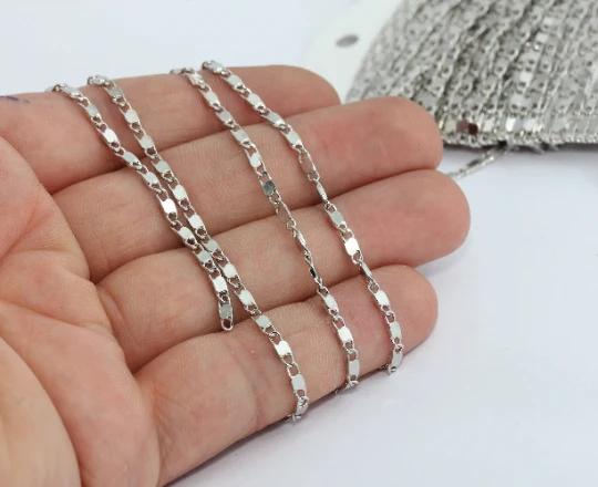 Gümüş Rodyum 2,4mm Ezme Halka Pullu Zincir